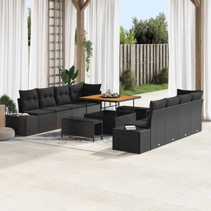 vidaXL Set de canapele pentru grădină 11 pcs Negru 100 x 100 x 71 cm 3364714