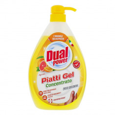 Detergent Concentrat de Vase Lichid DUAL POWER, 1 L, Parfum de Citrice, Detergent cu Pompa, Detergent Vase, Detergent Vase Antibacterian, Detergent Va