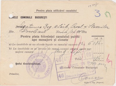 Pentru plata utilizarei canalului Uzinele Comunale BUCURESTI 1924 foto
