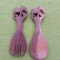 Set de lingira si furculita sculptate in lemn exotic