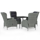 Cumpara ieftin Set de mobilier pentru gradina, 5 piese, gri deschis