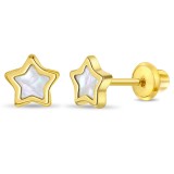 Cercei Copii in forma de Stea cu Sidef, Mother of Pearl, Aur 14K