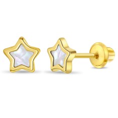 Cercei Copii in forma de Stea cu Sidef, Mother of Pearl, Aur 14K