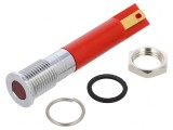 Lampă LED roșie plată &Oslash;8mm IP67 alamă