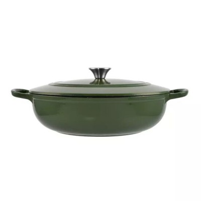 Oala de fonta emailata cu capac, maner din inox, verde, 5.5 L, Perfect Home foto