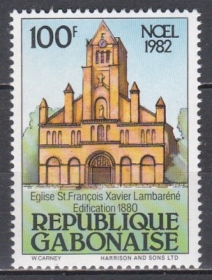 Gabon 1982 - Biserica St. Francois Xavier Lambar&amp;eacute;n&amp;eacute;, MNH foto