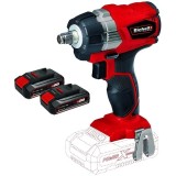 Einhell TE-CW 18 Li PXC + Twinpack CB - Masina de insurubat cu impact patrat 1/2 inch 215 Nm + Set 2 acumulatori Li-Ion 18 V 2.5 Ah