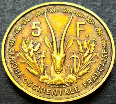 Moneda exotica 5 FRANCI - AFRICA OCCIDENTALA, anul 1956 * cod 2320 foto