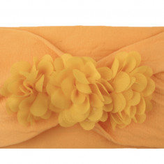 Bandă de cap galbenă largă de flori pentru fetiță Microfibre