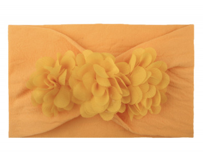 Bandă de cap galbenă largă de flori pentru fetiță Microfibre foto