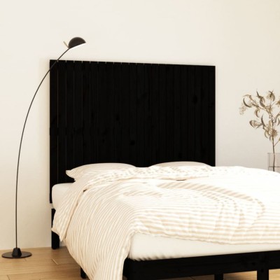vidaXL Tăblie de pat pentru perete, negru, 140x3x110 cm lemn masiv pin 824972 foto