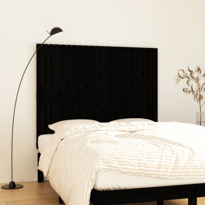 vidaXL Tăblie de pat pentru perete, negru, 140x3x110 cm lemn masiv pin 824972