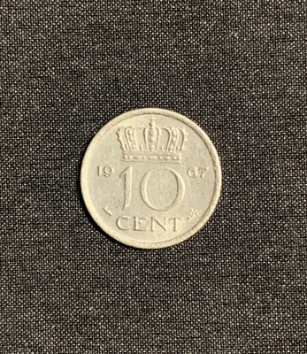 Moneda 10 cenți 1967 Olanda foto
