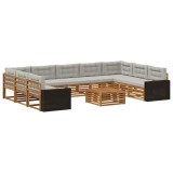 vidaXL Set de canapele de exterior 10 pcs Natural și gri deschis 3383874