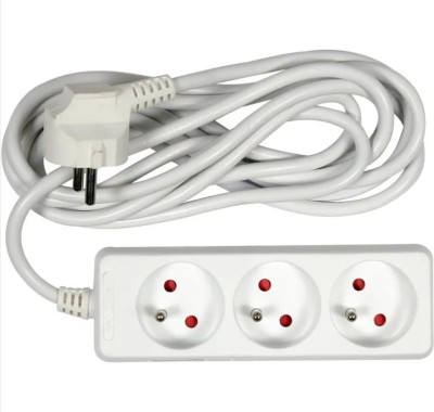 VOREL Prelungitor electric cu impamantare, 3 prize, 3 m, Alb, Plastic foto