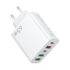 Incarcator Retea, 5 Porturi, 65W Fast Charge, 3 x USB, 2 x Type-C, Universal Compatibil iPhone, Huawei, Samsung, Xiaomi, Alb