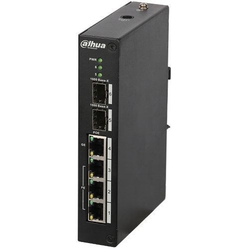 Switch 4 porturi POE Dahua, 2x SFP Gigabit, putere PoE 95W, fara management, PFS3206-4P-96 SafetyGuard Surveillance