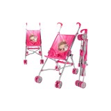 Carucior Pentru Papusi, Pliabil tip umbrela, roz, 53 x 27,5 x 50cm