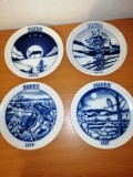 4x farfurie veche de colectie de perete decor de Craciun Julen portelan albastru HACKEFORS Suedia