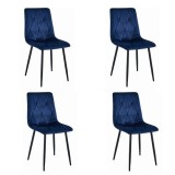 Scaune bucatarie/living, set 4 buc, Artool, Libra, catifea, metal, bleumarin si negru, 44x40x88.5 cm GartenVIP DiyLine