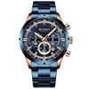 Ceas Barbatesc Curren 8355-BB, Sport-Elegant, Cronograf, Data, Otel Inoxidabil, Albastru-Auriu