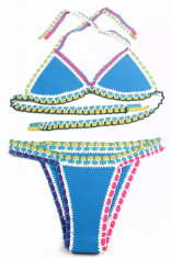 SW860-411 Costum de baie multicolor, cu neopren si model crosetat foto