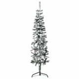Jumătate brad de Crăciun artificial subțire, cu zăpadă, 120 cm