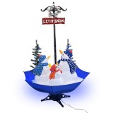 Brad de Craciun cu ninsoare si baza umbrela albastru 170 cm PVC