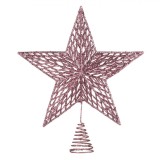 V&acirc;rf Brad 3D, Stea, Roz, Glitter, 33cm, Model Perforat, Oem