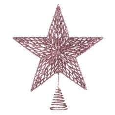 V&acirc;rf Brad 3D, Stea, Roz, Glitter, 33cm, Model Perforat