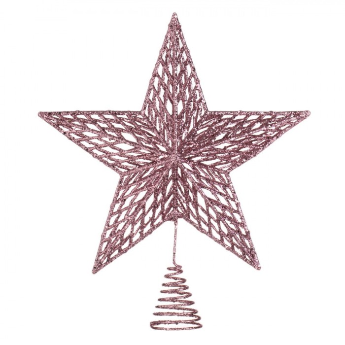 V&acirc;rf Brad 3D, Stea, Roz, Glitter, 33cm, Model Perforat