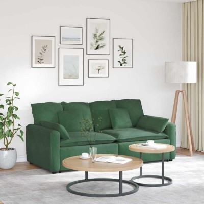 vidaXL Canapea modulară cu perne, verde &amp;icirc;nchis 3321142 foto