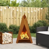 Vatra Foc Piramidă vidaXL Negru 58x36x100cm Oțel Maro Suport Lemne Exterior