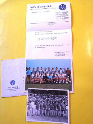 Lot 2 foto fotbal si scrisoare originala - MSV DUISBURG (Germania) 1972 foto