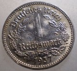 J.129 GERMANIA 1 REICHSMARK 1937 D, Europa, Nichel