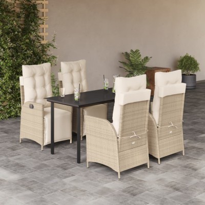 vidaXL Set mobilier de grădină cu perne, 5 piese, bej, poliratan foto