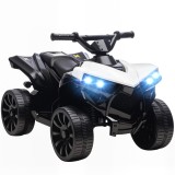 AIYAPLAY ATV Electric pentru Copii 6V, Mașină cu 4 Roți cu Muzică și Faruri LED, pentru V&acirc;rste 3-8 Ani, Alb, Negru | Aosom Romania