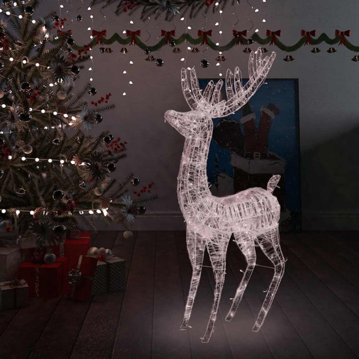 vidaXL Ren de Crăciun, 250 LED-uri, alb cald, 180 cm, acril, XXL 329785