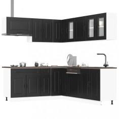 vidaXL Set dulap de bucătărie 11 piese &bdquo;Kalmar&rdquo; lemn negru prelucrat