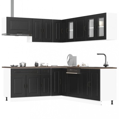 Set dulap de bucătărie 11 piese &amp;bdquo;Kalmar&amp;rdquo; lemn negru prelucrat foto