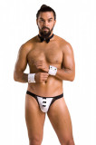 Set Lenjerie Ospatar Alfred, 3 Piese, Alb/Negru, S/M, Passion