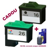 Cumpara ieftin Pachet Cartus negru Lexmark-16 + Cartus color Lexmark-26 ( Lexmark16 10N0016