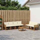 Cumpara ieftin Set de canapele de exterior 8 buc. 7-Locuri Natural si Crem