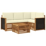 vidaXL Set de canapele de exterior 5 pcs Natural și Crem 3384311