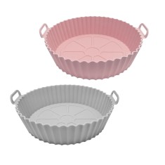 Set 2 cosurivsilicon Tongboke pentru friteuze aer cald, 22 x 19 x 6 cm, roz, gri