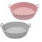 Set 2 cosurivsilicon Tongboke pentru friteuze aer cald, 22 x 19 x 6 cm, roz, gri