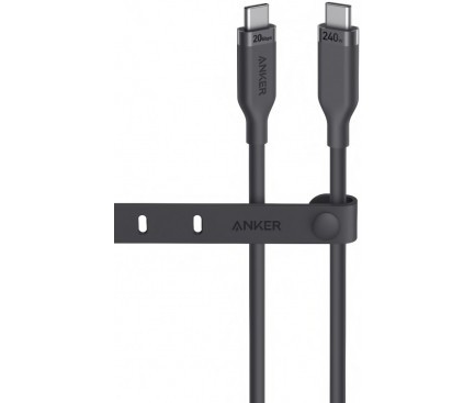 Cablu alimentare si date Anker, USB Type-C 3.2 gen 2 (T) la USB Type-C 3.2 gen 2 (T), 0.9m, 20 Gbps, 240W, Bio-TPE, negru, &quot;A80N1H11&quot; (timbru verde 0.