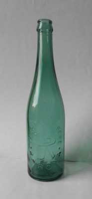 Sticla FABRICA DE BERE RAHOVA, 1957, inscriptie in relief foto