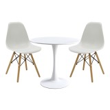 Cumpara ieftin Set dining Elijah-Julita, Pako World, Alb-Natural, 3 piese, 60x60x74 cm