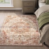 SONGMICS Covor decorativ antiderapant, stil vintage, lavabil la masina, 120&times;170 cm, bej cappuccino Household NewTrend